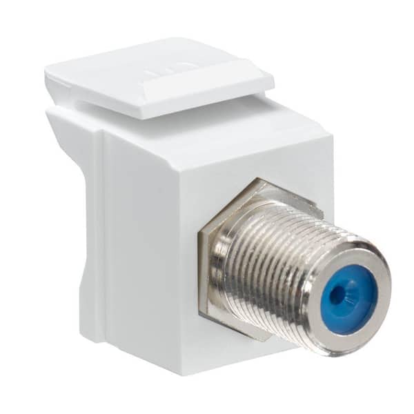Leviton QuickPort F-Type Nickel-Plated Connector, White