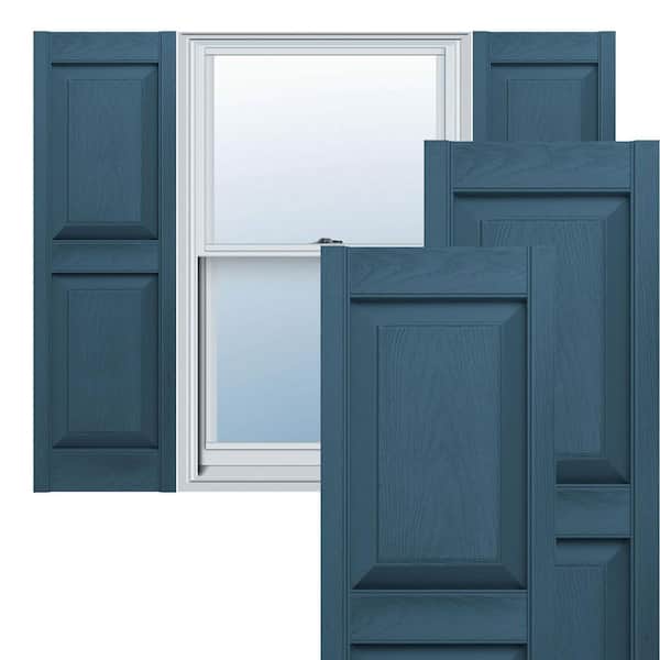14-3/4 in. x 55 in. Lifetime Vinyl Standard 2 Equal Raised Panel Shutters Pair Classic Blue