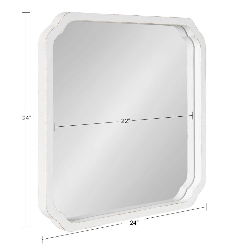 Marston Square White Wood Bathroom Vanity Mirror 24x24