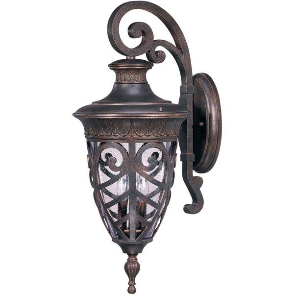 Glomar 3-Light Dark Plum Bronze Incandescent Outdoor Wall Lantern Sconce