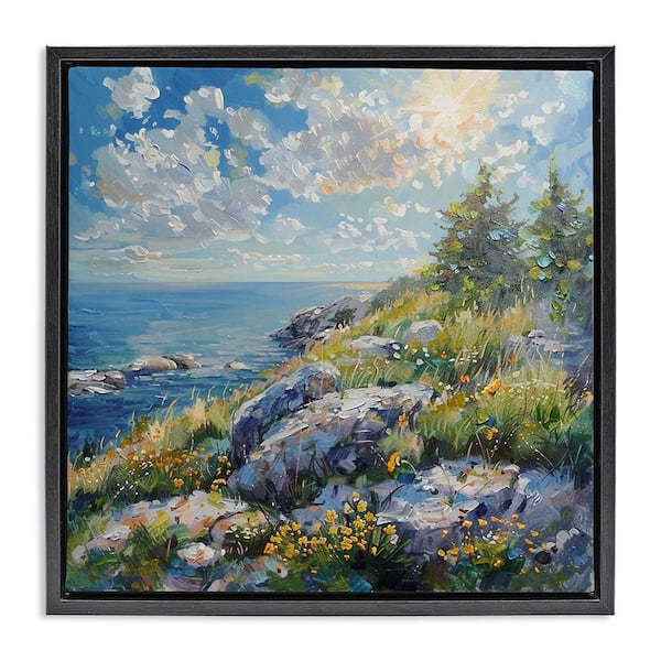 Stupell Industries Cliffside Sea View by LSR Design Studio Black Floater Frame Nature Graphic Art Print 25 in. x 25 in.