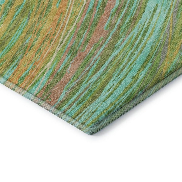Mayfield Premium Machine Washable Abstract AMF2094 Green 9 ft. x 12 ft. Area Rug