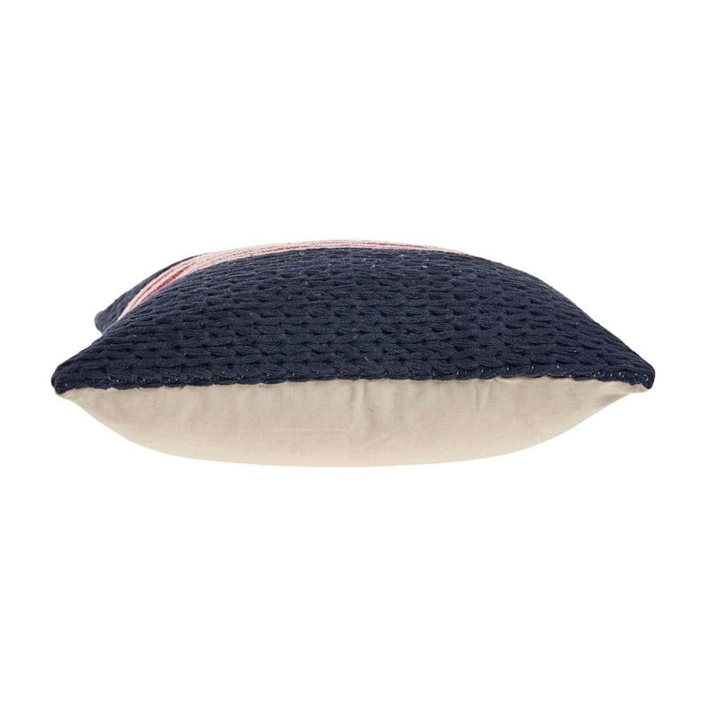 Nautical Navy and Red Striped Square Throw Pillow, 20 in