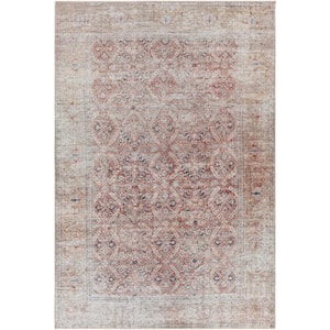 Trystane Rust 5 ft. x 7 ft. Traditional Indoor Machine-Washable Area Rug