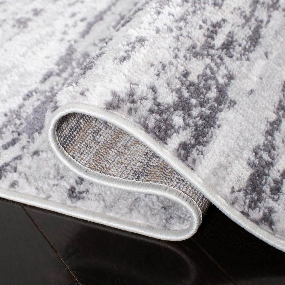 Amelia Light Grey and Charcoal Square Synthetic Rug