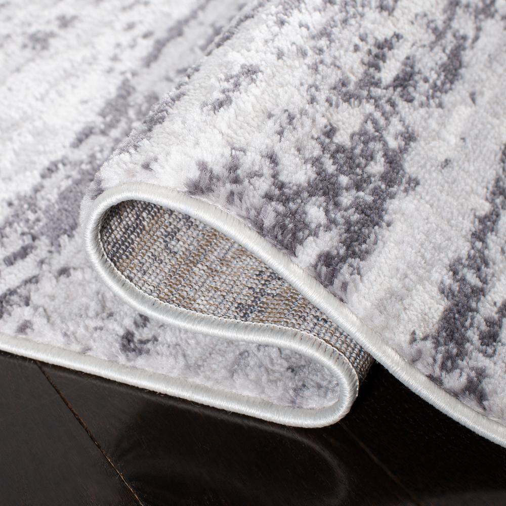 Light Grey/Charcoal Easy Care Synthetic 9' x 12' Area Rug