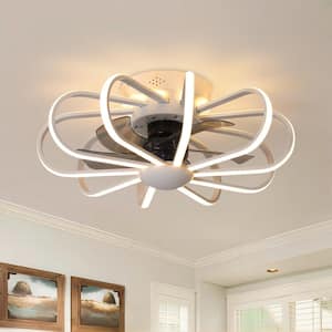 22.83 in. Indoor White Modern Minimalist Silicone Lampshade LED Ceiling Fan with Light