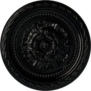 11-1/2 in. x 1 in. Palmetto Urethane Ceiling Medallion, Black Pearl
