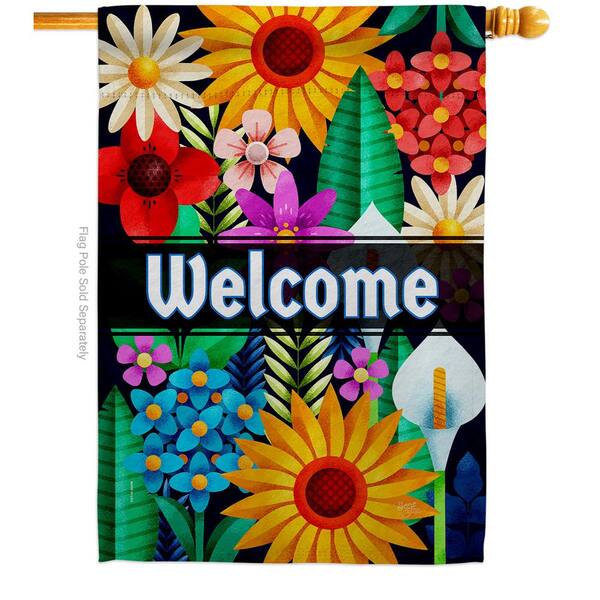 Angeleno Heritage MADE AND DESIGNED LOS ANGELES CALIFORNIA 28 in. x 40 in. Colorful Floral Expression House Flag Double-Sided Decorative Vertical Flags