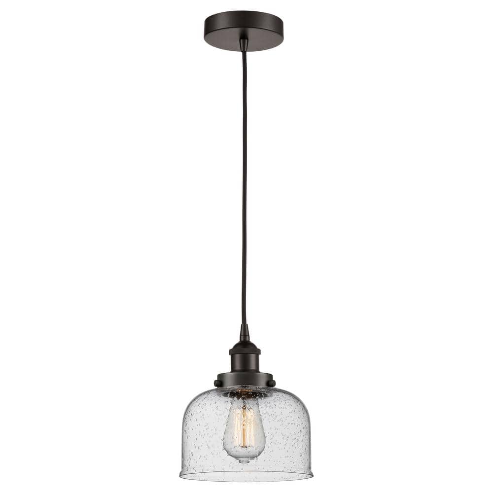 Bell 60-Watt 1-Light Oil Rubbed Bronze Standard Mini Pendant Light with Seeded Glass Shade, No Bulbs Included price history on PriceWatchPro