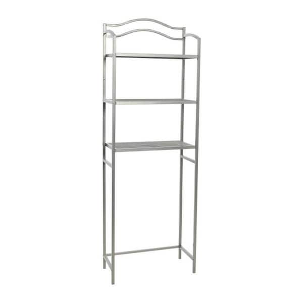 HOUSEHOLD ESSENTIALS 11.5 in. W x 68 in. H x 23.5 in. D Silver Gray Metal Bathroom 3-Tier Over-the-Toilet Storage Rack