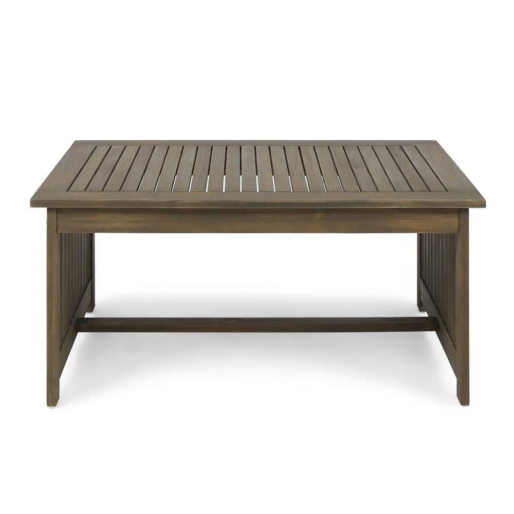 40 in. Rectangular Gray Wood Outdoor Coffee Table for Backyard Patio Garden