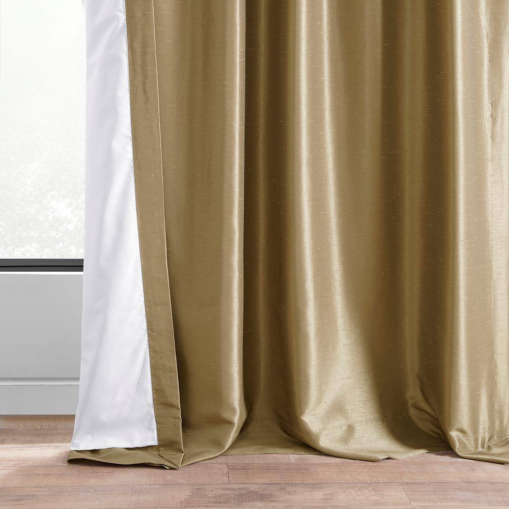 Flax Gold 84" Faux Silk Blackout Curtain Panel