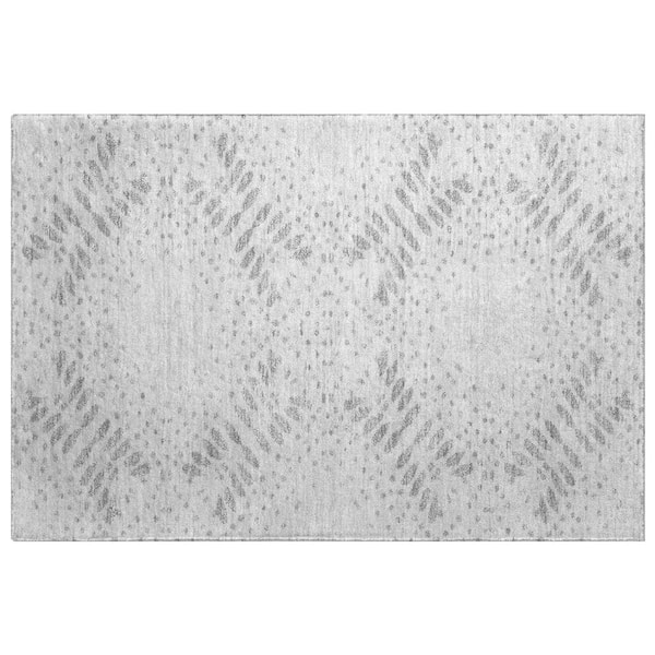 Dream Shag Premium Machine Washable Abstract ADS778 Gray 3 ft. x 4 ft. Area Rug