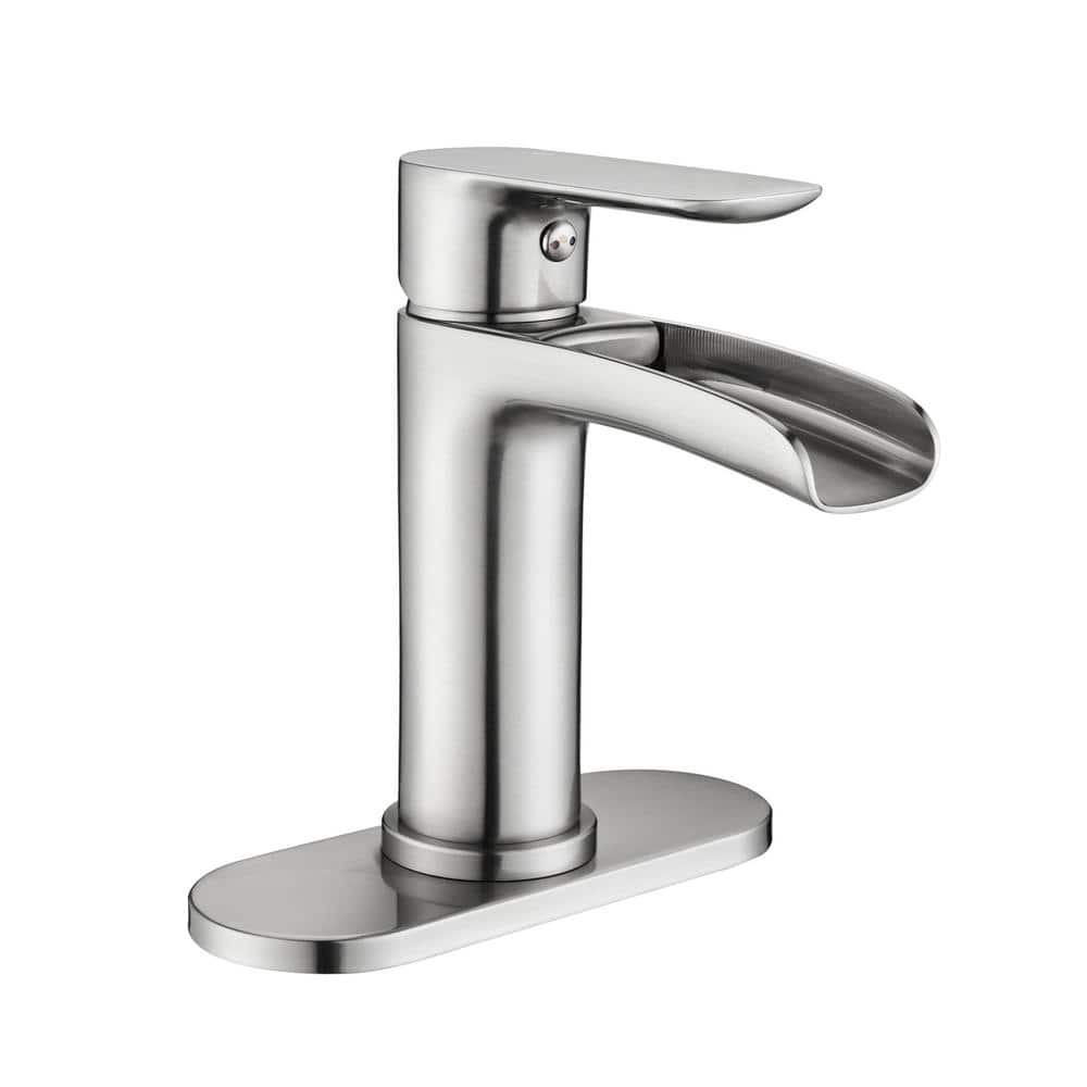 Brushed Nickel Single Handle Waterfall Bathroom Faucet
