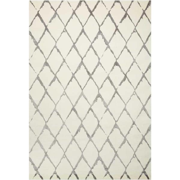 Twilight Ivory/Grey 10 ft. x 14 ft. Trellis Contemporary Area Rug