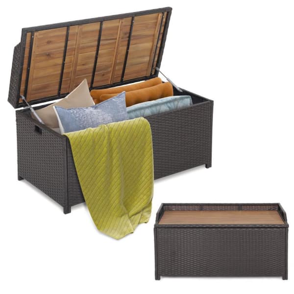 45 Gal. Outdoor Storage Bench Patio Deck Box with Zippered Liner