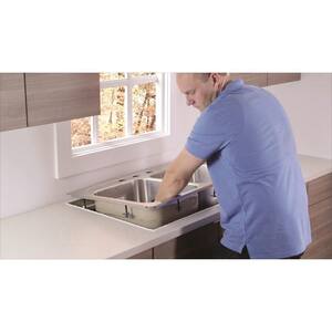 1800 Series Drop-In Stainless Steel 33 in. 4-Hole Double Basin Kitchen Sink Featuring QuickMount Hardware