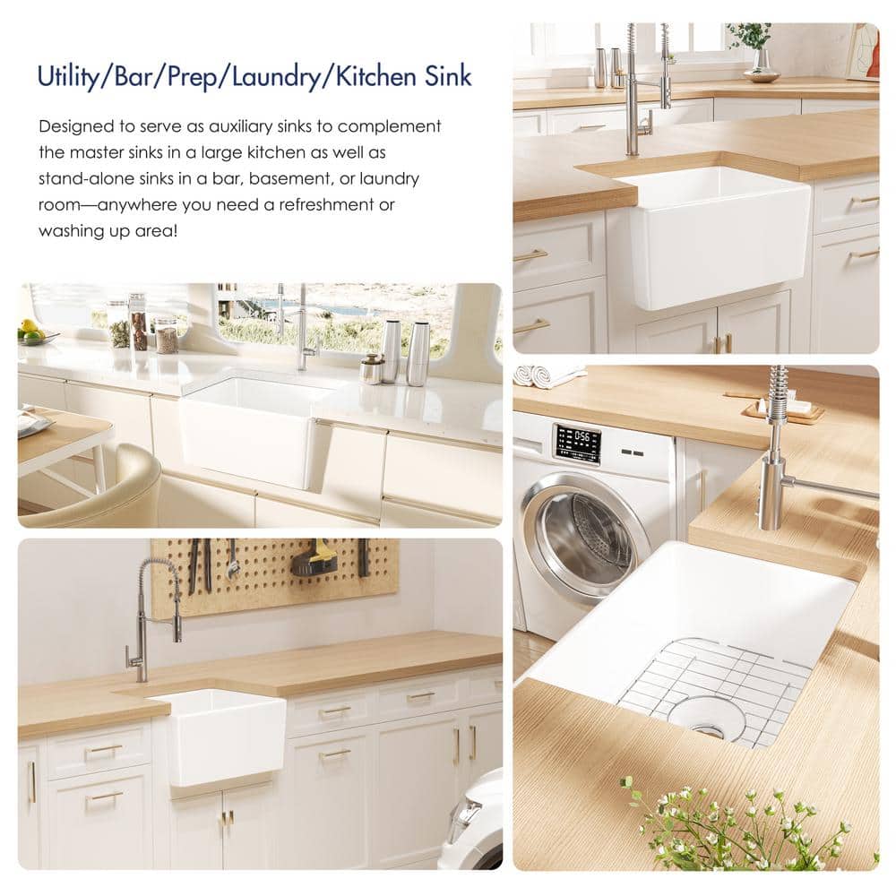 Crisp White Ceramic Farmhouse Apron-Front Kitchen Sink