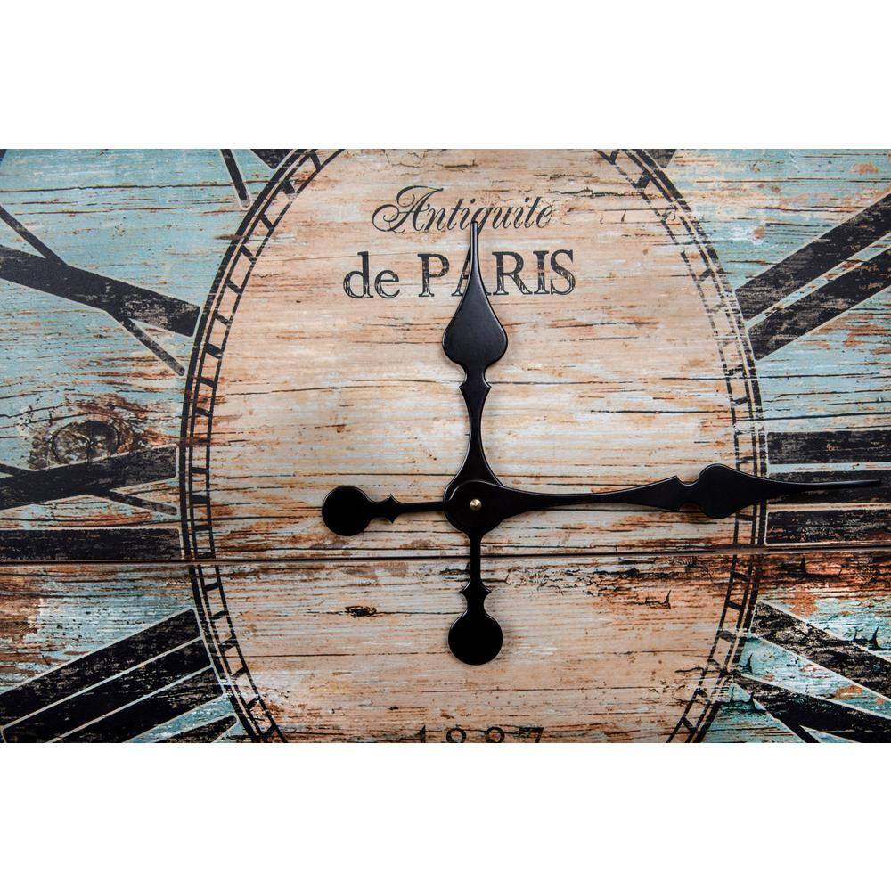 Oversized Turquoise Distressed Wood Oval Wall Clock