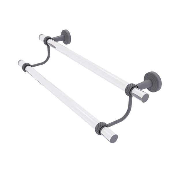 Allied Brass Pacific Beach Collection 24 in. Wall Mounted Double Towel Bar with Twisted Accents in Matte Gray