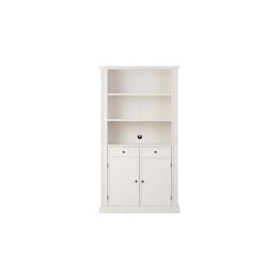 Wentford Ivory Wood 3 Shelf Bookcase with Adjustable Shelves and Concealed Storage (41 in. W x 74.4 in. H)