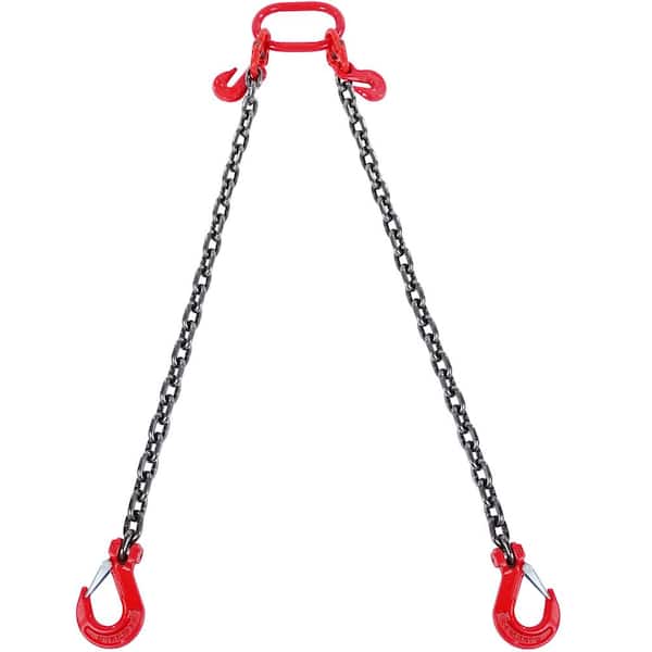 Chain Sling, 3/8 in. x 10 ft. Lifting Chains with Hooks, G80 Engine Chain Hoist Lifts, 18400 lbs. Lifting Sling Chains