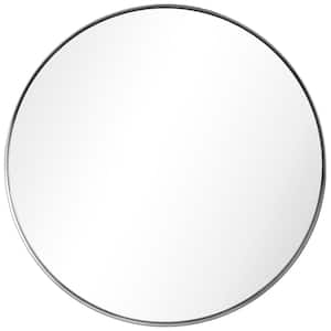 30 in. x 30 in. Ultra Round Brushed Silver Stainless Steel Framed Wall Mirror