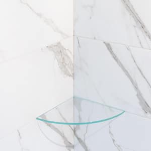 Infinity Edge Clear 9 in x 9 in Gloss Glass Wall Mount Corner Shelf (0.44 sq. ft./Each)