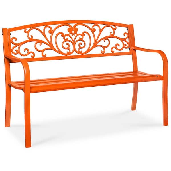 Best Choice Products 3-Person Carrot Metal Outdoor Bench