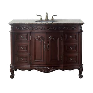 Saturn 48 in. Dark Cherry Single Sink Bathroom Vanity with Granite Vanity Top and White Basin