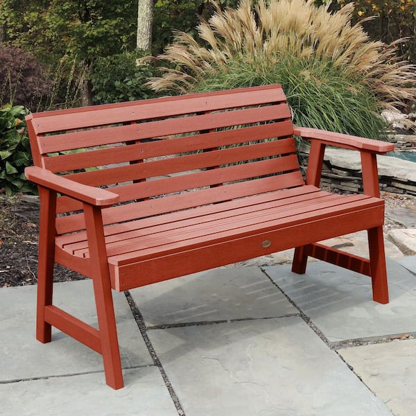 Highwood Weatherly 5 ft. 2-Person Rustic Red Recycled Plastic Outdoor Garden Bench