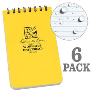 3 in. x 5 in. Top Spiral Contractors Notebook, Yellow (6-Pack)