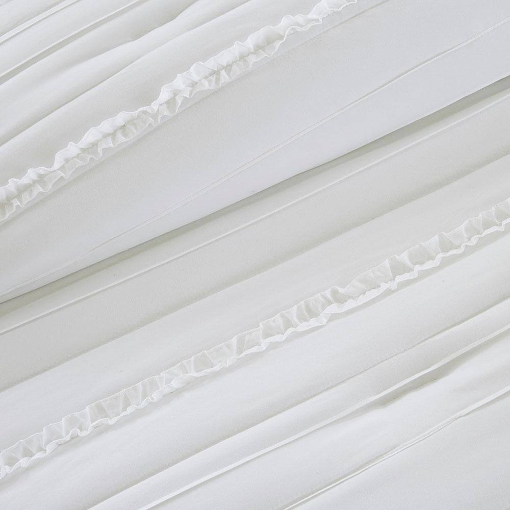 White California King Microfiber Ruffled Comforter Set