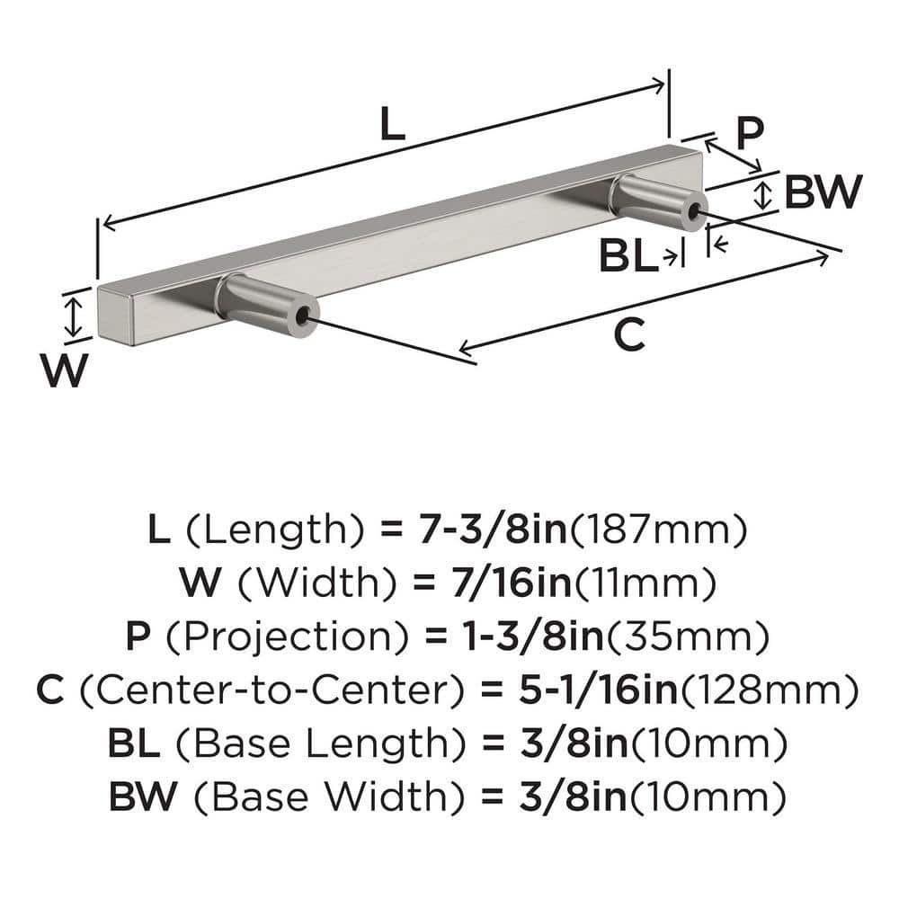 7.38 inch Brushed Nickel Modern Bar Pull with Mounting Hardware