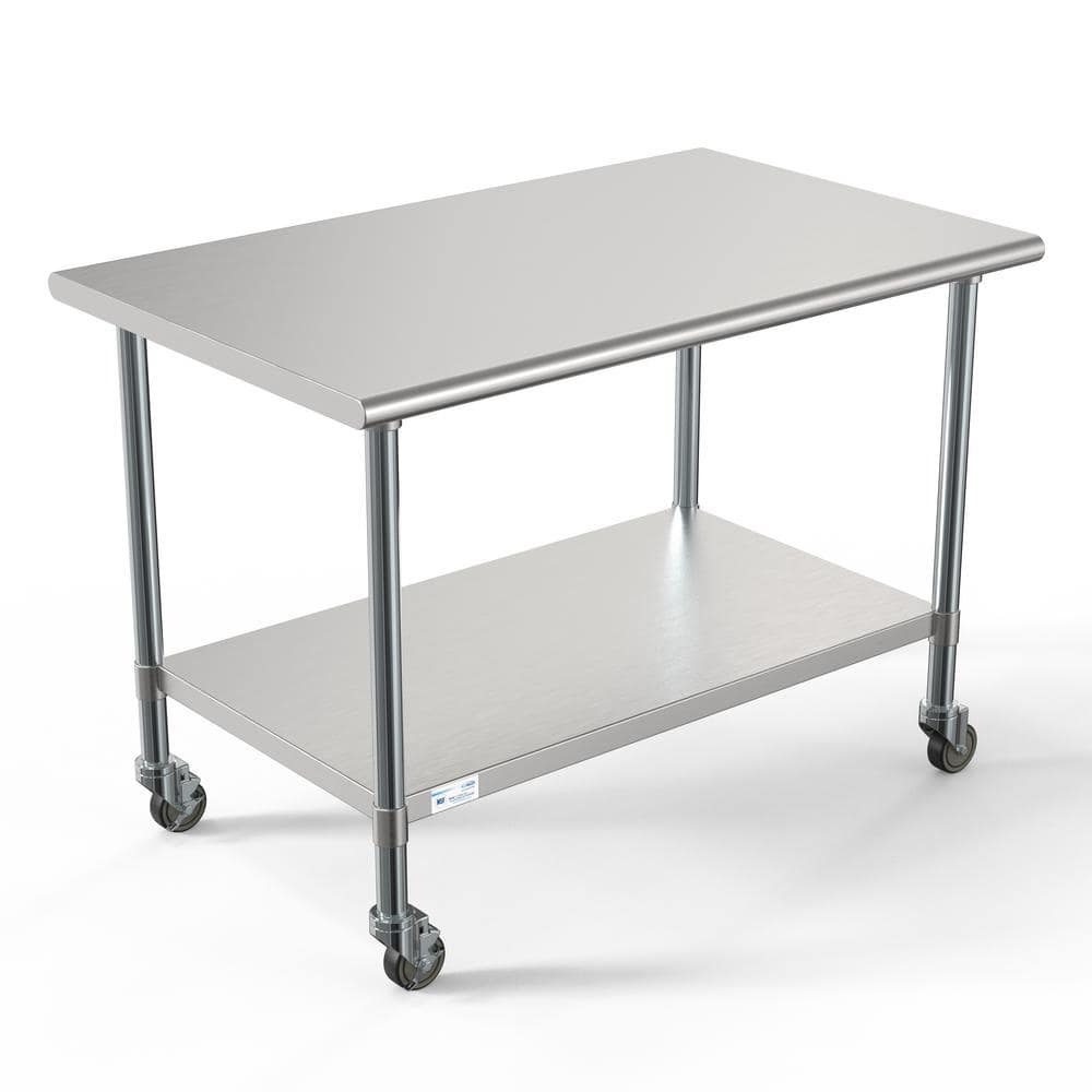 Heavy Duty Table, Stainless Steel, Solid Top, with bolt down levelers