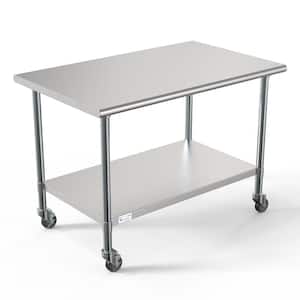 30 in. x 48 in. Stainless Steel Kitchen Utility Table with Casters