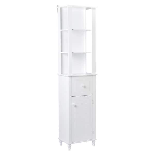 A&E Cary II 16 in. W x 12 in. D x 72 in. H Standing Storage Bath Cabinet in White