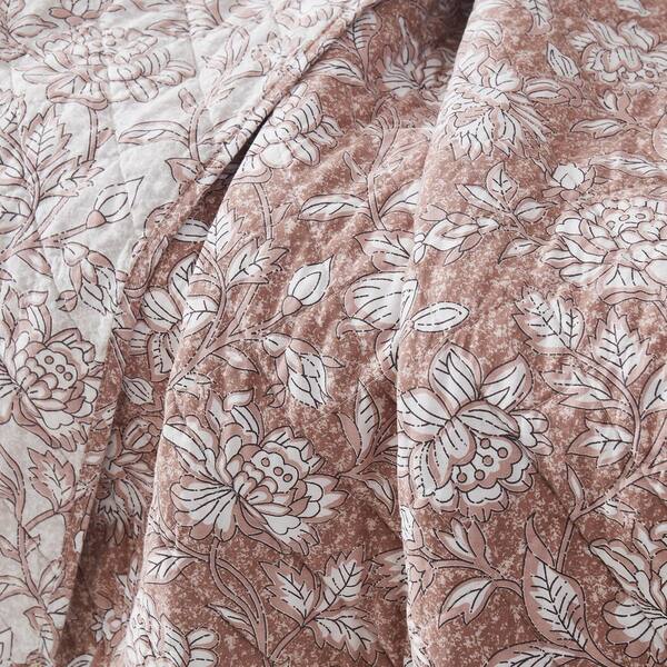 Lush Decor Zara Floral Block Reversible Terracotta Cotton Throw