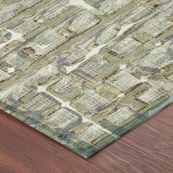 Chantille Machine Washable Indoor/Outdoor Abstract ACN2762 Celery 9 ft. x 12 ft. Area Rug