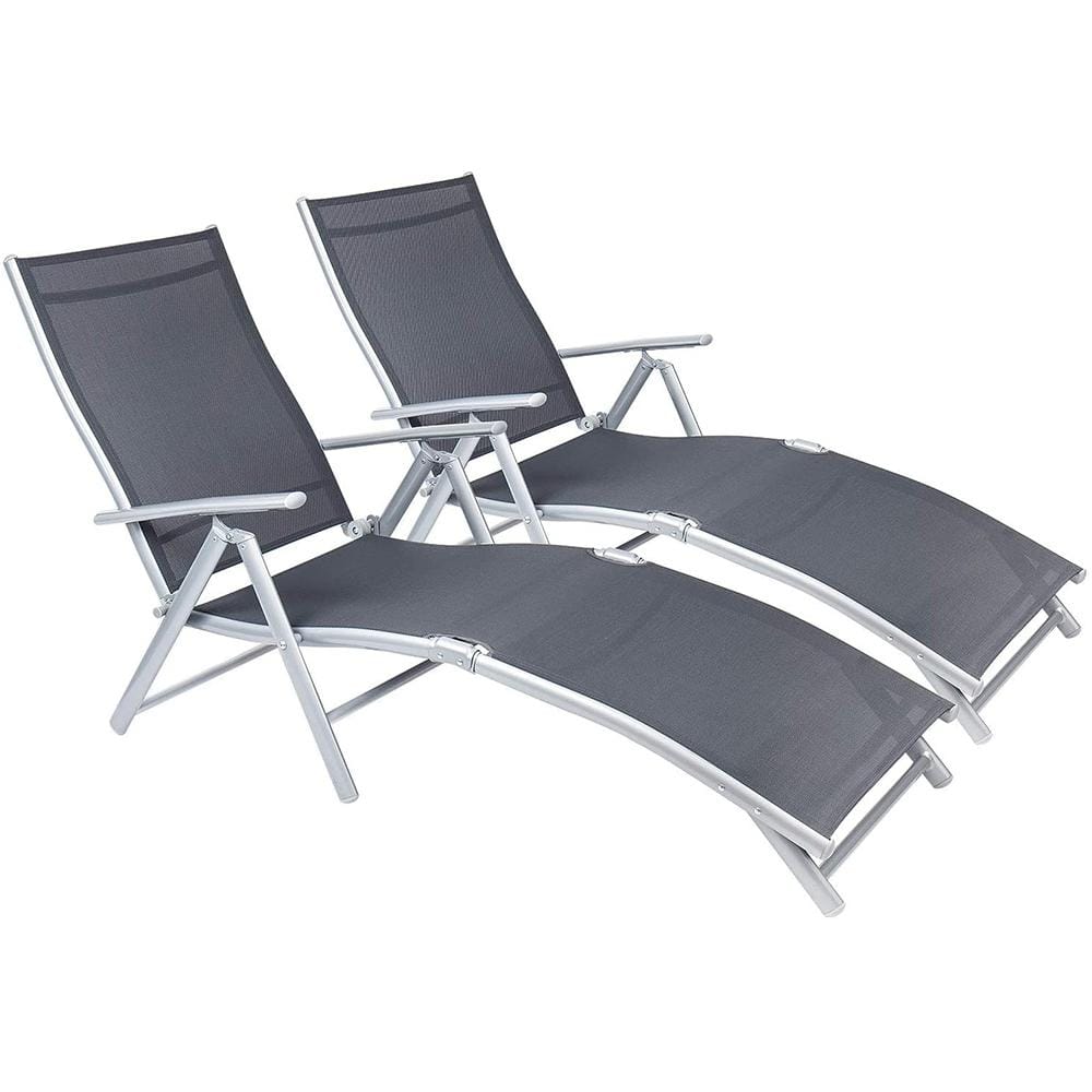 Tozey Adjustable Metel Folding Outdoor Recliner Chair Chaise Lounge ...