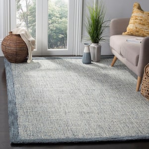 Abstract Navy/Ivory 10 ft. x 14 ft. Border Distressed Area Rug