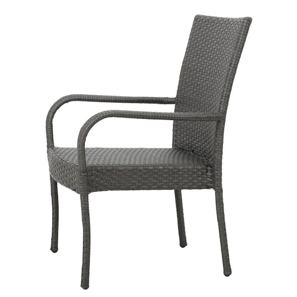 Stamford 7-Piece Wood and Faux Rattan Outdoor Patio Dining Set with Grey Cushions
