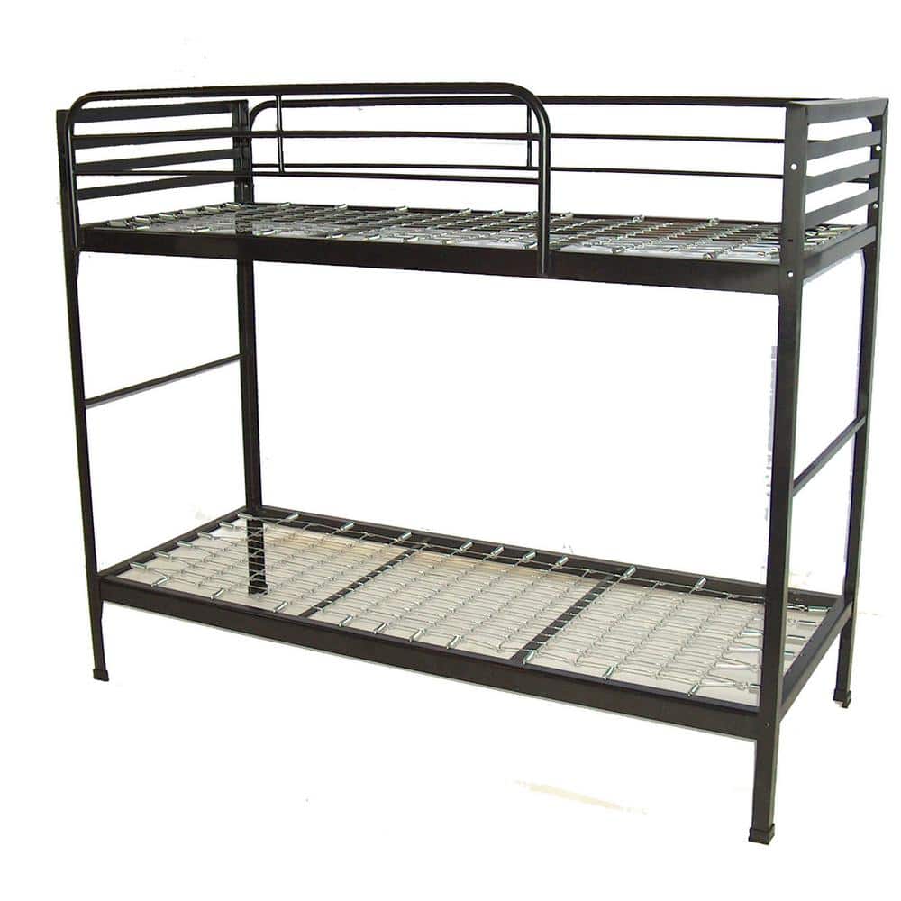 BLANTEX 30 in. x 75 in. Angle Black Steel Bunk Bed with 2Guardrails
