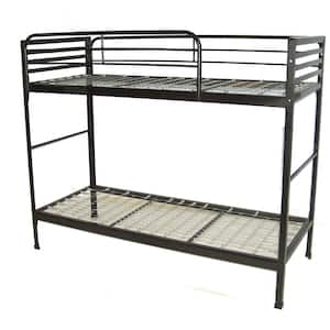 30 in. x 75 in. Angle Black Steel Bunk Bed with 2-Guardrails