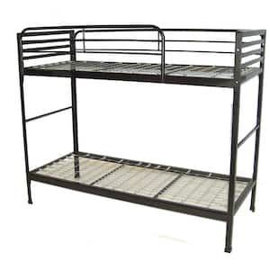 30 in. x 75 in. Angle Black Steel Bunk Bed with 4 in. Foam Mattress and 2-Guardrails Ladder Sold Separately