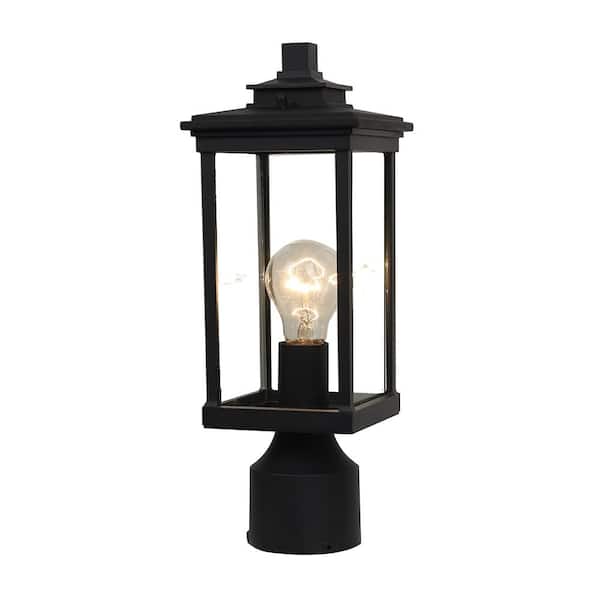 Unbranded 1-Light Black Steel Hardwired Outdoor Weather Resistant Post Light with No Bulb Included