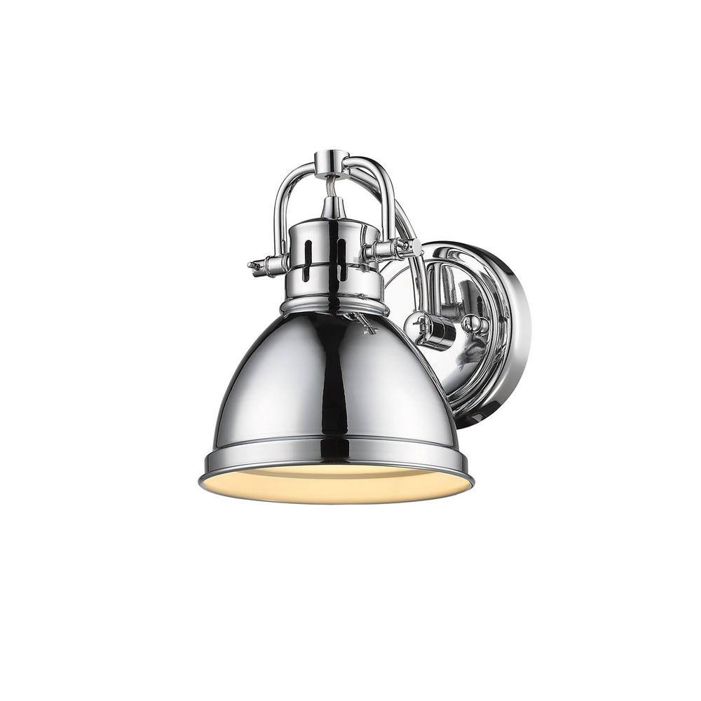 Chrome 1-Light Bath Vanity with Industrial Shade