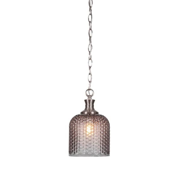Unbranded Tyler 60-Watt 1-Light Brushed Nickel Shaded Mini Pendant Light with Glass Shade