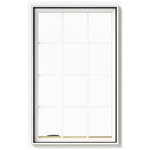 30 in. x 48 in. W-2500 Series White Painted Clad Wood Left-Handed Casement Window with Colonial Grids/Grilles